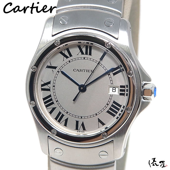 【オーバーホール済】カルティエ サントスロンド MM 【極美品】 クーガー ヴィンテージ メンズ 腕時計 【送料無料】 Cartier Santos Ronde 時計 中古