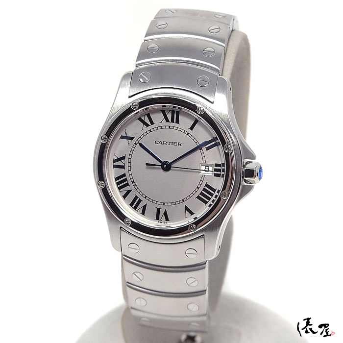 【オーバーホール済】カルティエ サントスロンド MM 【極美品】 クーガー ヴィンテージ メンズ 腕時計 【送料無料】 Cartier Santos Ronde 時計 中古