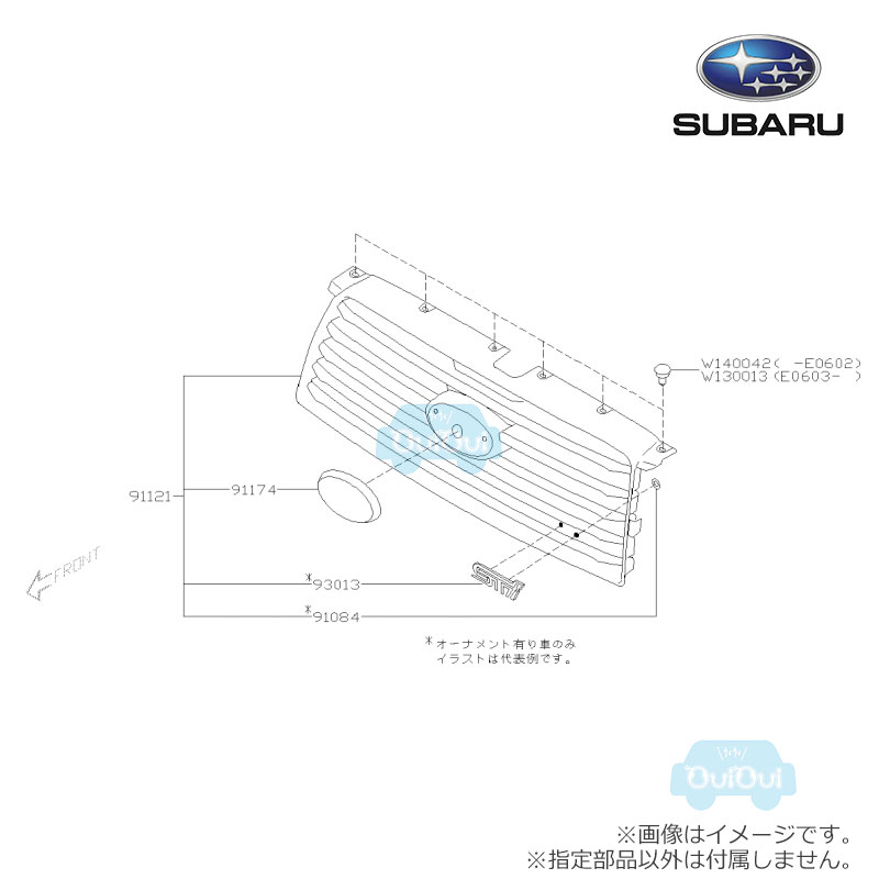 91121SA101【スバル純正】フロントグリル フォレスターSG9 STi D型〜F型【SUBARU純正部品】純正パーツ 純正部品