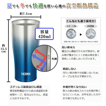 2021 父の日 早割 実用的 【 送料無料 名入れ プレゼント ギフト 】 サーモス 真空断熱 タンブラー 420ml スパークリング｜保冷 保温 ステンレスタンブラー おしゃれ ステンレス オフィス オールシーズン ギフト ビール 名前入り 男性 女性 還暦 誕生日 最短