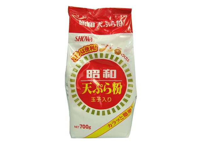 品名 天ぷら粉 製造者 昭和産業株式会社 東京都千代田区内神田2−2−1鎌倉河岸ビル内 内容量 700g 賞味期限 製造から約1年 保存方法 直射日光、高温、多湿、においの強いもののそばを避けて保存してください 原材料 小麦粉、でん粉、卵黄粉、卵白粉、ベーキングパウダー、着色料（ビタミンB2） 商品説明 昭和天ぷら粉は、良質な天ぷら専用小麦粉を主原料にし、でん粉、卵黄粉、卵白粉などをバランスよく配合した天ぷら粉です。 水に溶くだけでサクッとおいしい天ぷらがおつくりいただけます。 天ぷらのほか、お好み焼き、フライの打ち粉、手作り菓子など幅広いお料理にもお使いいただけます。　