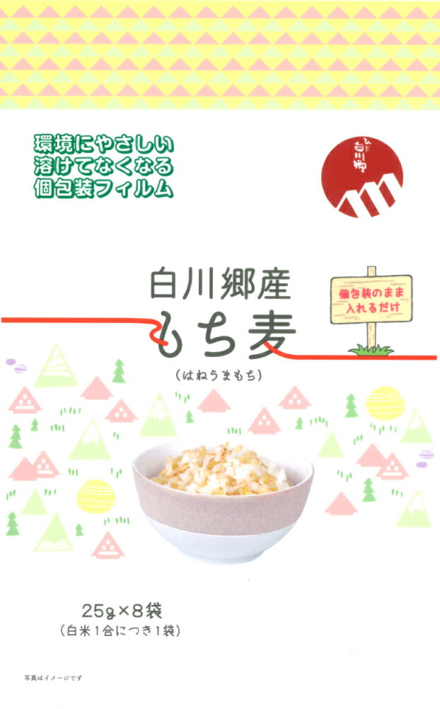 白川郷産 もち麦 25g×8袋 フィルム 白川村