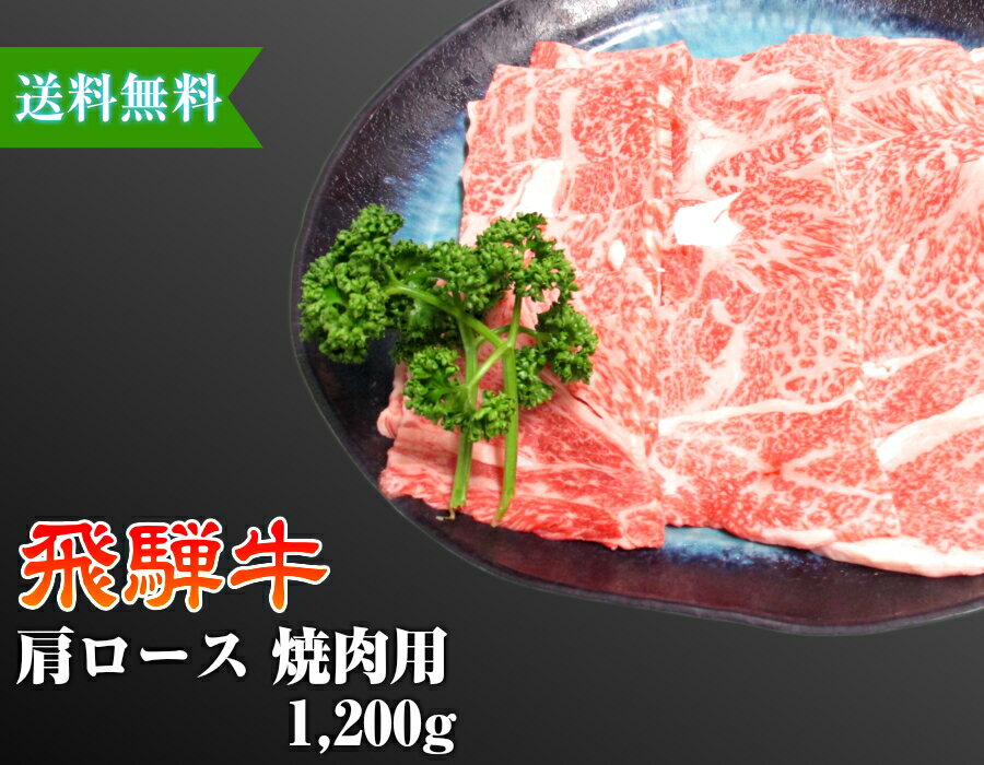 【送料無料】【化粧箱付き】飛騨牛 肩ロース 焼肉用 約4〜5人前 1,200g A4 A5 送料無料 黒毛和牛 肉 国産 岐阜 飛騨 高山 ギフト 熨斗 ご家庭 内祝い 贈答品 プレゼント 誕生日 冷蔵 イベント 贈答用 お歳暮