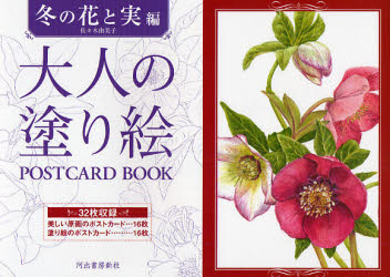 【3980円以上送料無料】大人の塗り絵POSTCARD　BOOK　冬の花と実編／佐々木由美子／著