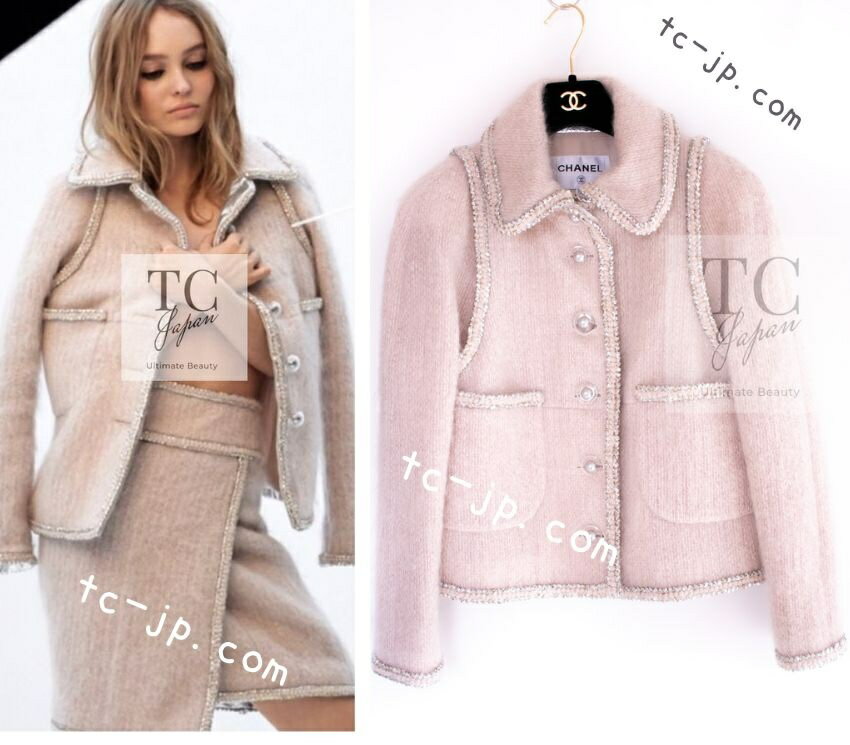 [中古] シャネル コート ジャケット CHANEL 軽くてふわふわ 淡い ベビーピンク モヘア ウ