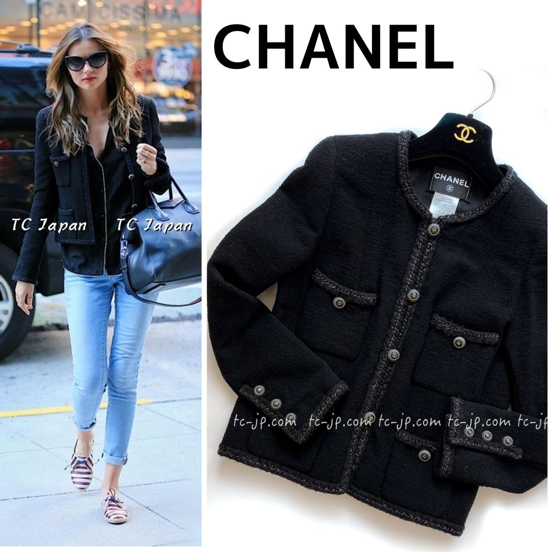 [中古] シャネル ジャケット CHANEL 超美品 激 貴重 ウール 限定！入手困難 黒 リトル ブラック ミランダ・カー着 女優 超美品 34 36のサムネイル