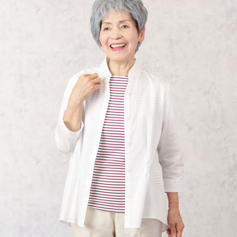 ブラウス レディース（シニア） 綿100% ドレープ ブラウス COCOWAKUプロムナード シニアファッション 70代 80代 60代 ハイミセス 女性 婦人服 お年寄り高齢者 衣料 送料無料 ギフト