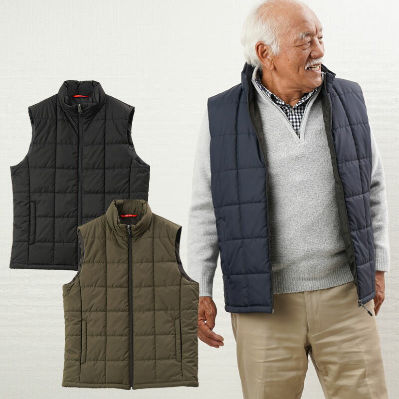 シニアファッション メンズ 80代 70代 60代 90代 秋冬 ホカロンサーモライト中綿ベスト おじいちゃん 服 プレゼント 紳士服 男性 祖父 お年寄り 老人 高齢者 ギフト