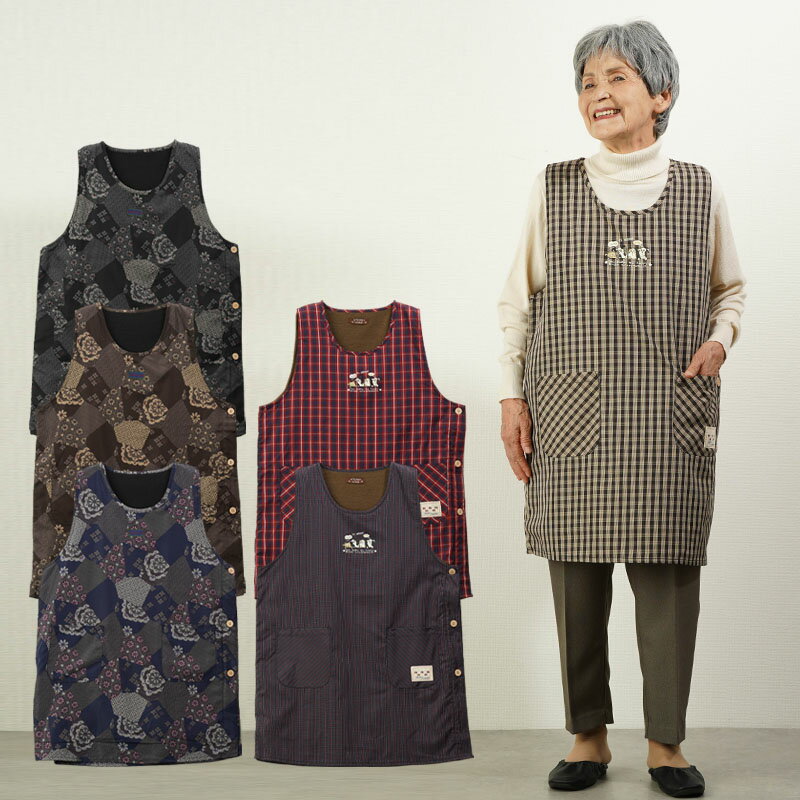 【50％off】シニアファッション レディース 80代 70代 90代 秋冬 あたたかい エプロン チュニック 裏フリース チュニックエプロン おばあちゃん 服 誕生日 プレゼント 婦人服 女性 ハイミセス 祖母 高齢者 敬老の日 プレゼント 孫 施設のサムネイル