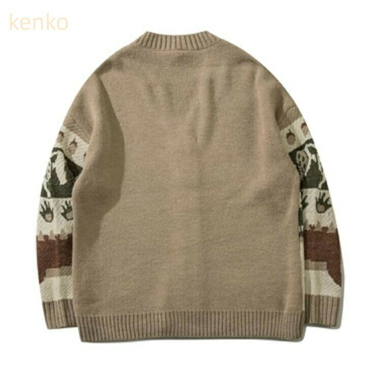 カーディガン 動物柄 ニット メンズ レディース Vネック 秋服 レトロ アニマル柄 カーデ ニットカーディガン 可愛い ワニ ジャガード ウサギ 総柄 冬 秋 春 アウター オーバーサイズ ゆったり 秋物 羽織り 大人 カジュアル おしゃれ ライトアウター 大きいサイズ