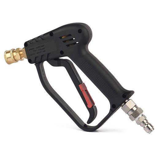 内蔵の高圧洗浄機ガンスイベルにより、よじれがなく楽な操作感が得られ、長時間使用しても負担や疲労が軽減されます。 ステンレス鋼のクイックコネクトソケット、プラグ、ニッケルメッキボディを備えた当社の高圧洗浄ガンは、腐食からの保護がさらに強化され、何年も長持ちします。 この高圧洗浄機ハンドルは最大4000PSIの定格で、強力な洗浄性能を発揮します。 水圧ガンは、強力な清掃、商業用、住宅用の清掃など、多くの清掃作業に適しています。 高圧洗浄機ショートガン、高圧洗浄機ハンドルガン、またはしゃれた高圧洗浄機ガンと呼ぶにせよ、あなたはそのコンパクトなデザインを気に入って、高圧洗浄機に付属していた大きくてかさばるガンを交換したくなるでしょう。