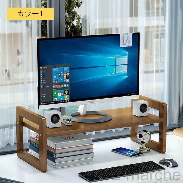 【送料無料】幅51×奥行18×高さ15cm モニター台 机上ラック キーボード収納 液晶モニタースタンド PCラック 高さ調整 デスク収納 机上台 パソコン台 卓上 デスクラック 作業台 在宅 テレワーク おしゃれ 便利 選べる2色 人気デスク周り整理用品 [3]
