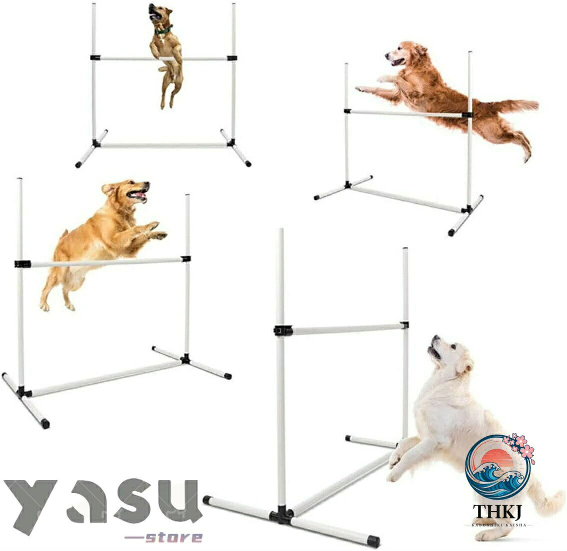 犬のアジリティ トレーニング器具 4 点セット 犬のアジリティ練習用ジャンピングポ...