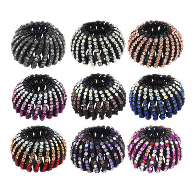 乐天商城 - ヘアアクセサリー レディース 鳥の巣クリップ ポニーテールクリップ バン ヘアグリップ ラインストーン 爪チェーン 八芒星 手作り 黒 ライトブラウン シャンパン 春 ファッション 通勤 普段使い かわいい