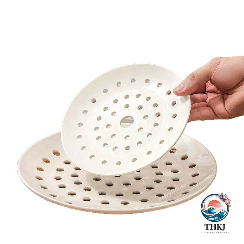 餃子用蒸し器 - 厚手のセラミック素材で作られた、キッチンフードスチーマートレイは便利で壊れにくい、セラ チーマープレート 穴付き蒸し器 - 魚などを素早く簡単に蒸すことができます。美味しく健康的な食事、鍋用蒸し器 餃子を調理するための蒸し器--そして長い間使用することができます製品は人々が使用するのに適しています、プレート蒸し 餃子蒸しトレイ - 排水穴の設計を備え、食品の味が製品の細かい仕上がり、蒸し料理にまで及んでいます スチームプレート - セラミックフードスチーマープレートは使いやすく、実用的で、家庭での使用に不可欠で、お手入れも簡単で、餃子用のプレートです