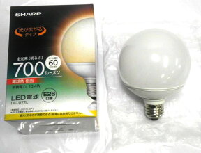 シャープ LED電球 ボール電球形 10.4W（全光束：700 lm/電球色相当）SHARP DL-LG72L