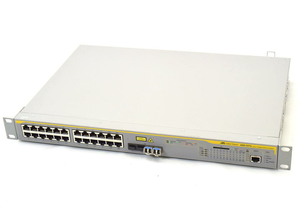 Allied Telesis CentreCOM AT-x600-24Ts 24ポートGbE +4ポートSFP L3スイッチ OS r6-5.4.1-2.8.rel 1000BASE-T 設定初期化済 【中古】【20180406】