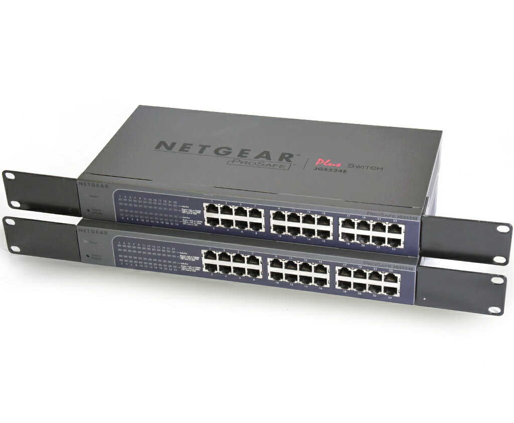 NETGEAR 2台セット JGS524E GbE 24ポート アンマネージプラスL2スイッチ QoS GUI 設定初期化済 【中古】【20181026】