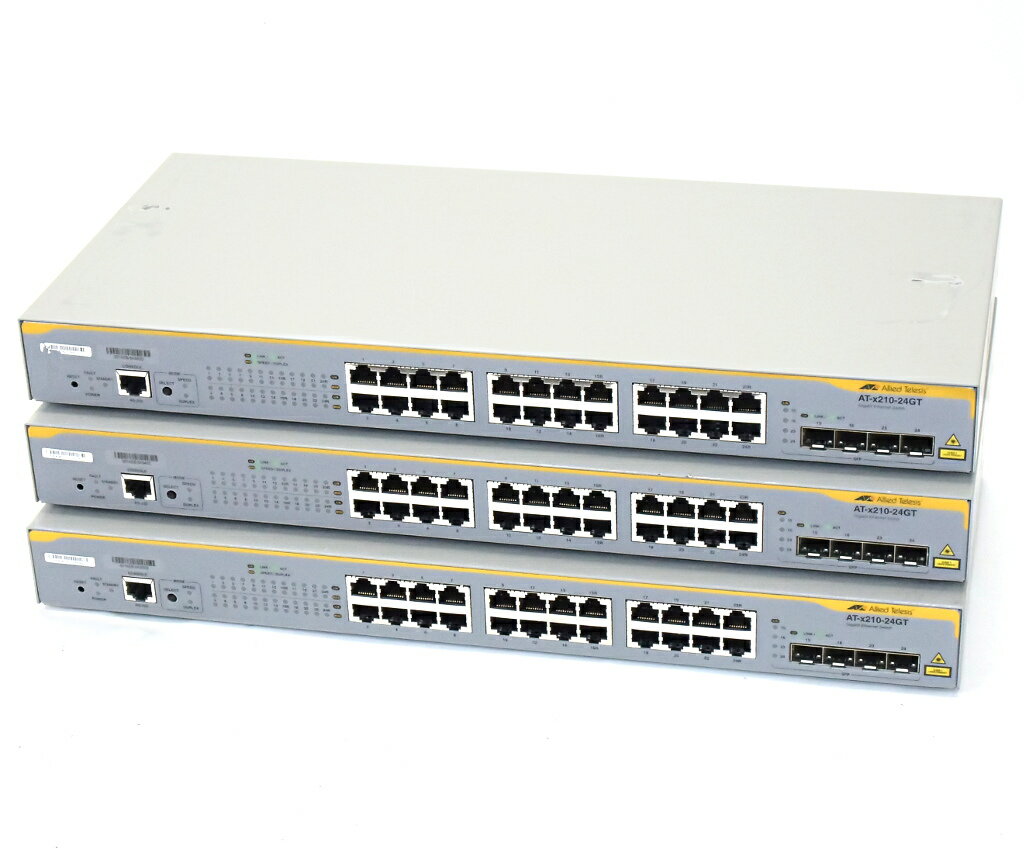 Allied Telesis 3台セット CentreCOM AT-x210-24GT 24ポート 1000BASE-T L2plusスイッチ 設定初期化済 x210-5.4.3-2.6.rel 【中古】【20190322】