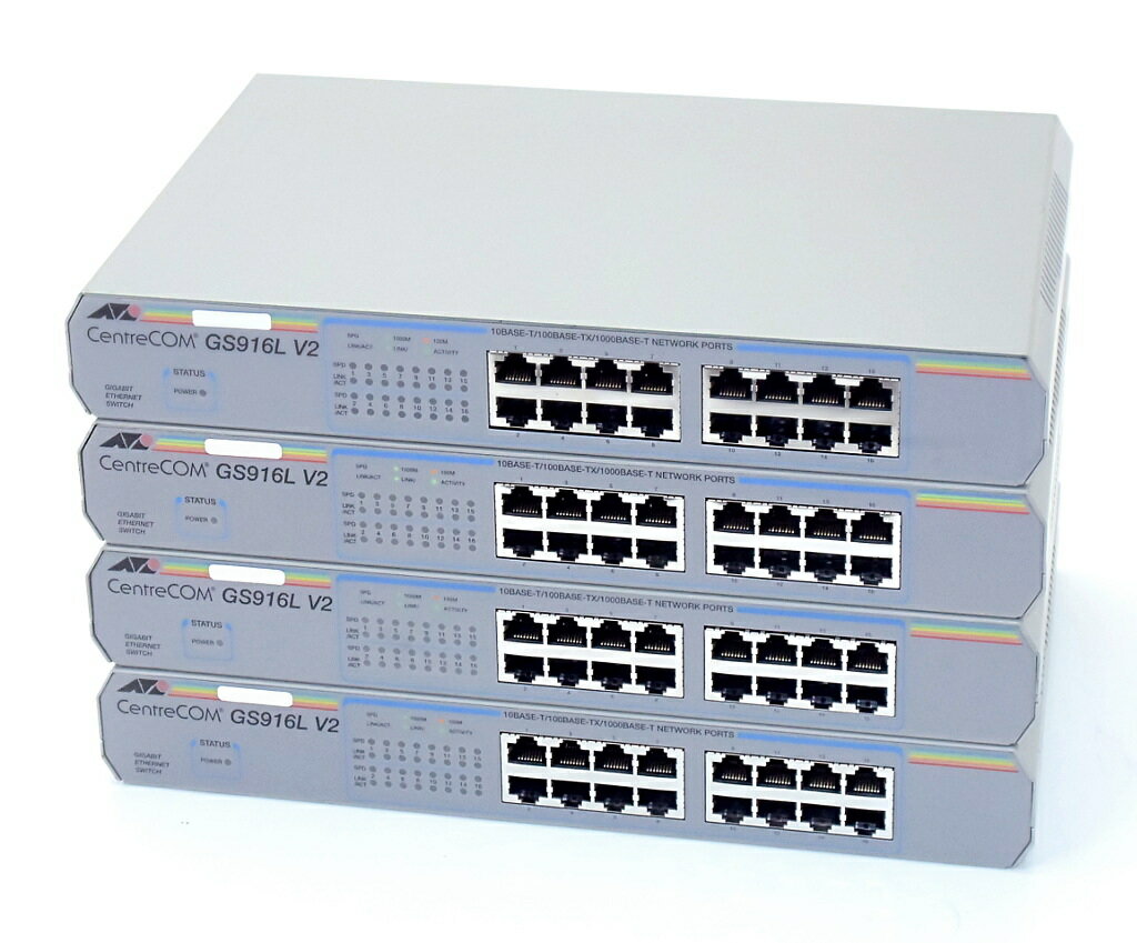 Allied Telesis 4台セット CentreCOM GS916L V2 16ポート 1000BASE-T 省電力型 スイッチングハブ 【中古】【20191120】