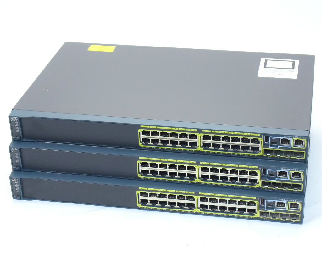 Cisco 3台セット Catalyst WS-C2960S-24TS-L V02 24ポート 1000BASE-T C2960S-UNIVERSALK9-M Ver.12.2(55)SE2 ファン異音有 【中古】【20200109】
