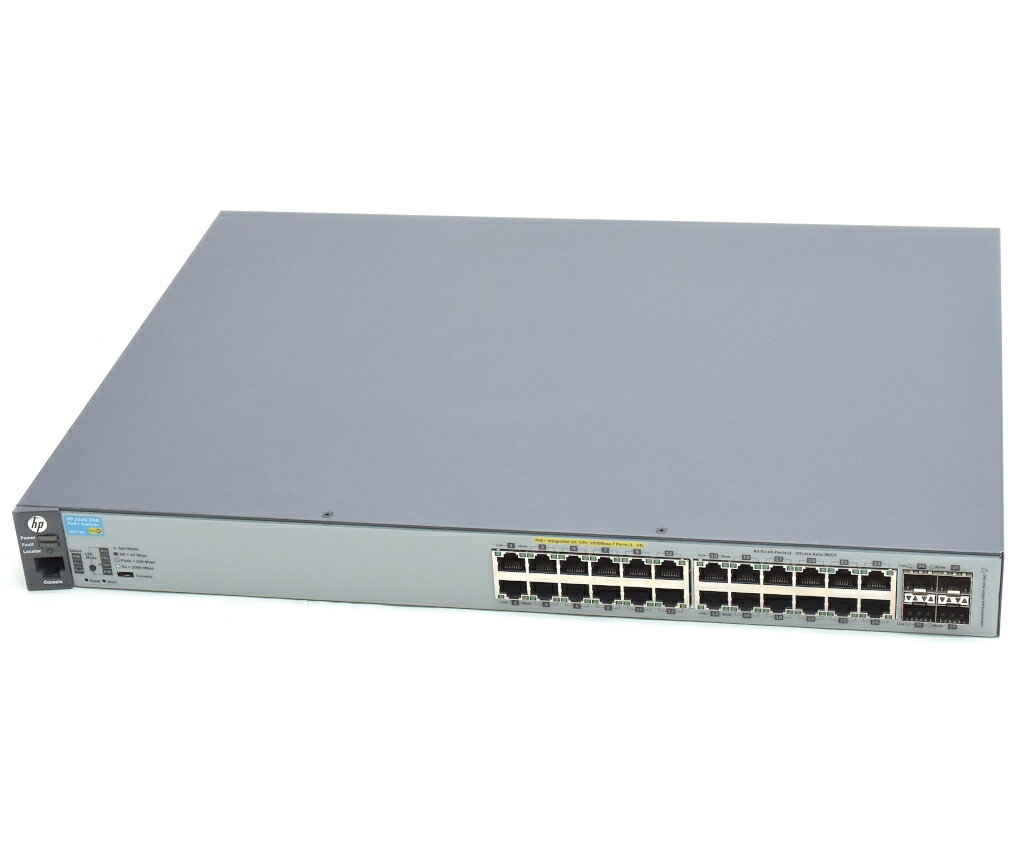 hp 2530-24G-PoEP 24ポート 1000BASE-T PoE+給電対応 4ポートSFPスロット搭載L2スイッチ Ver.YA.15.10.0003 設定初期化済 【中古】【20200827】