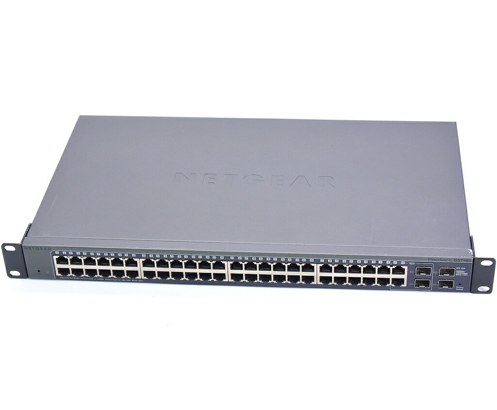 NETGEAR GS748T 48ポート 1000BASE-T 2ポートSFP専用ポート搭載スマートスイッチ F/Wバージョン 5.0.2.18 WEBGUI 設定初期化済 【中古】【20210202】