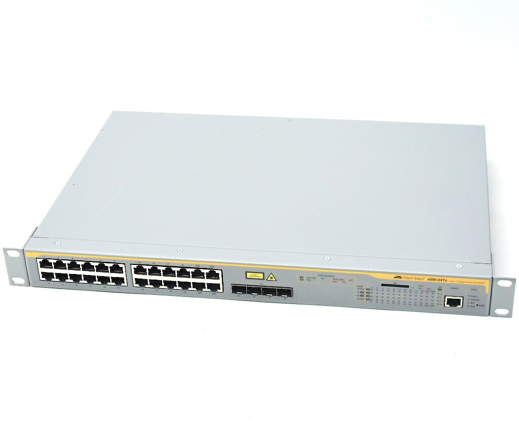 Allied Telesis CentreCOM AT-x600-24Ts 24ポート 1000BASE-T(内4ポートSFP共用) L3スイッチ x600-5.4.2-3.10.rel 設定初期化済 【中古】【20210325】