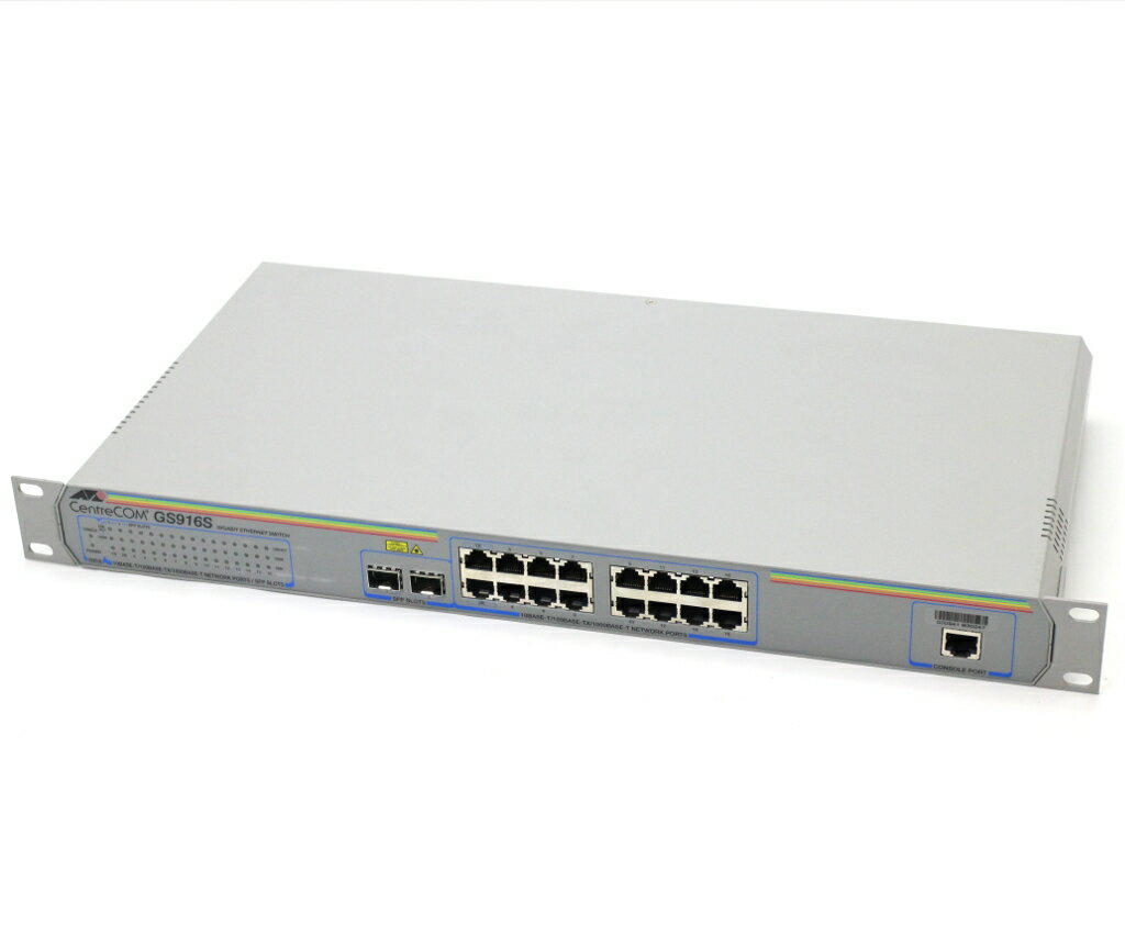 Allied Telesis CentreCOM GS916S 16ポート1000BASE-T(うち2ポートSFP共用)搭載ギガビットスマートスイッチ 設定初期化済 【中古】【20210527】