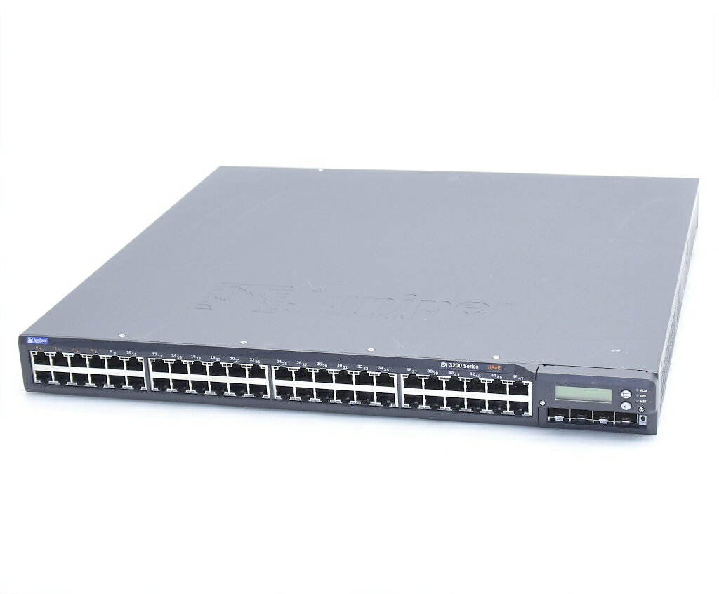 Juniper EX3200-48T 48ポート1000BASE-T(うち8ポートPoE給電対応)L3スイッチ JUNOS11.4R8.5 設定初期化済 【中古】【20210824】
