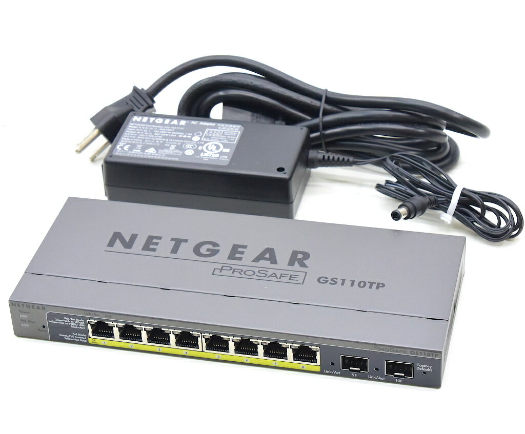 NETGEAR GS110TPv2 8ポートPoE給電対応1000BASE-T 2ポートSFPスロット搭載PoEスマートスイッチ FW Ver 5.4.2.27 設定初期化済 【中古】【20211221】