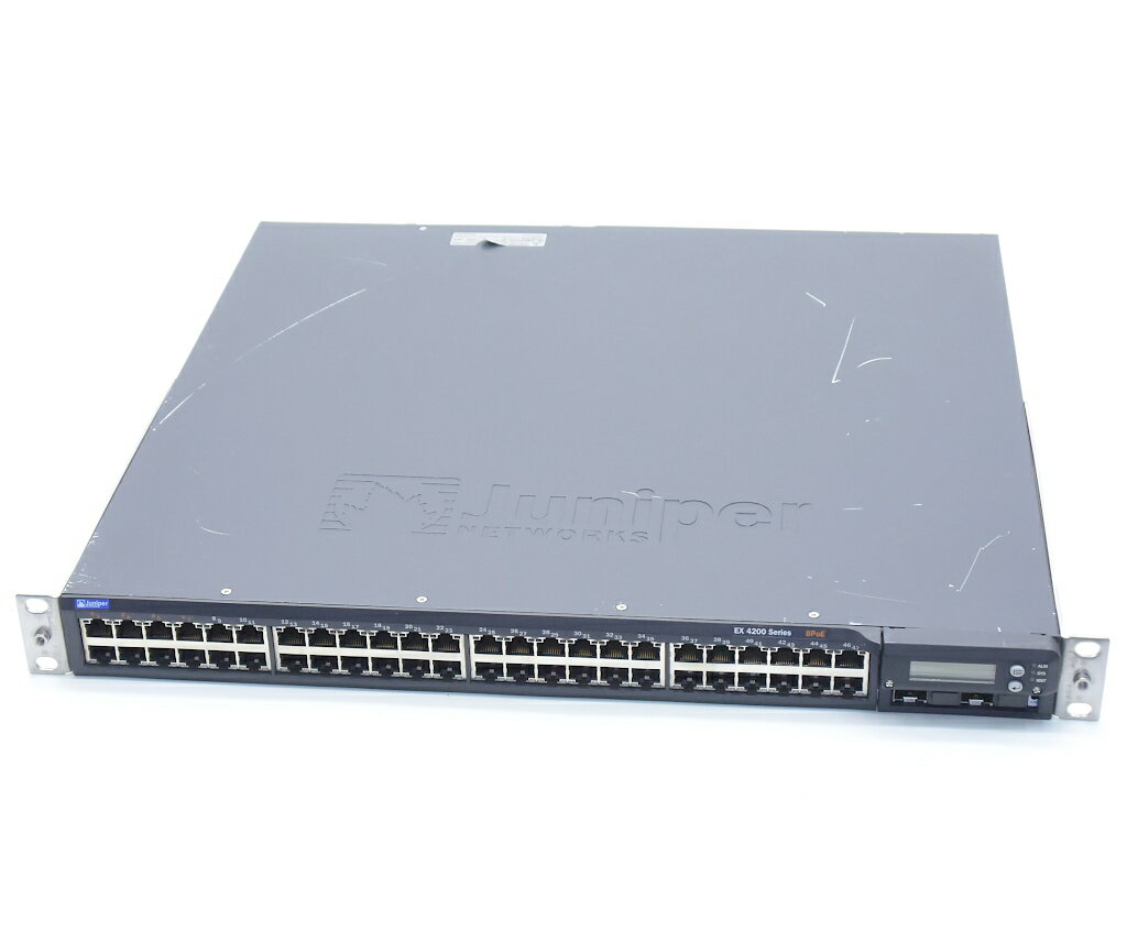 Juniper EX4200-48T 48ポート1000BASE-T(うち8ポートPoE給電対応)搭載L3スイッチ 冗長電源 VCP 2ポート JUNOS 11.4R1.6 設定初期化済 【中古】【20220112】