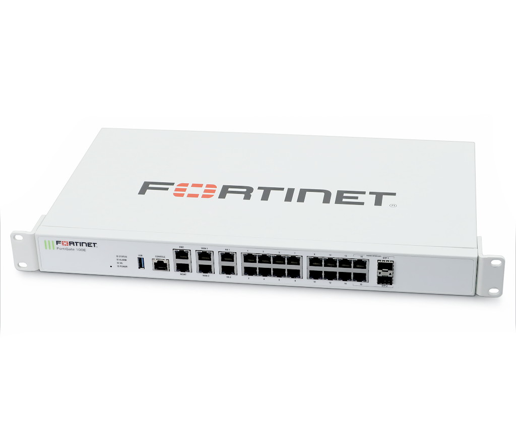 Fortinet FortiGate-100E FortiOS Ver.5.6.6 build1630 180913 (GA) 設定初期化済 ラッキングブラケット装着済 各種ライセンス期限切れ 【中古】【20231121】