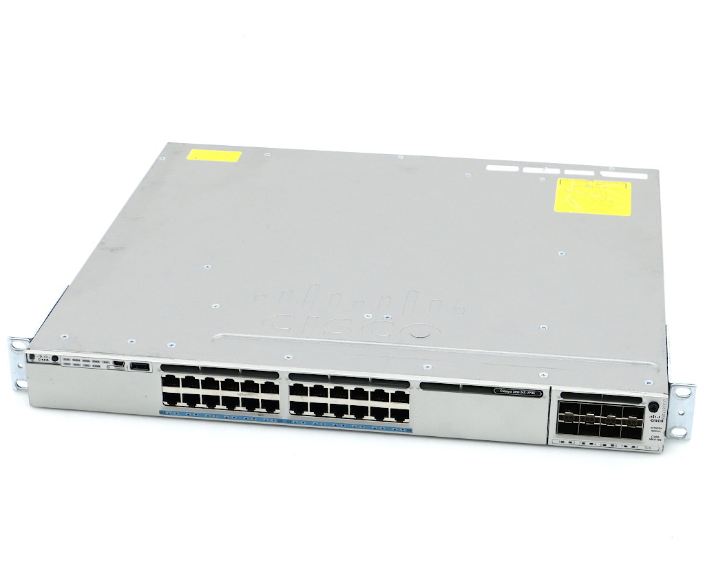 Cisco Catalyst WS-C3850-24XU-E V03 24ポート10GBase-T UPoE対応 8ポート10GbE SFP+スロット増設 L2/L3スイッチ IOS XE 16.8.1a 冗長電源 【中古】【20240305】