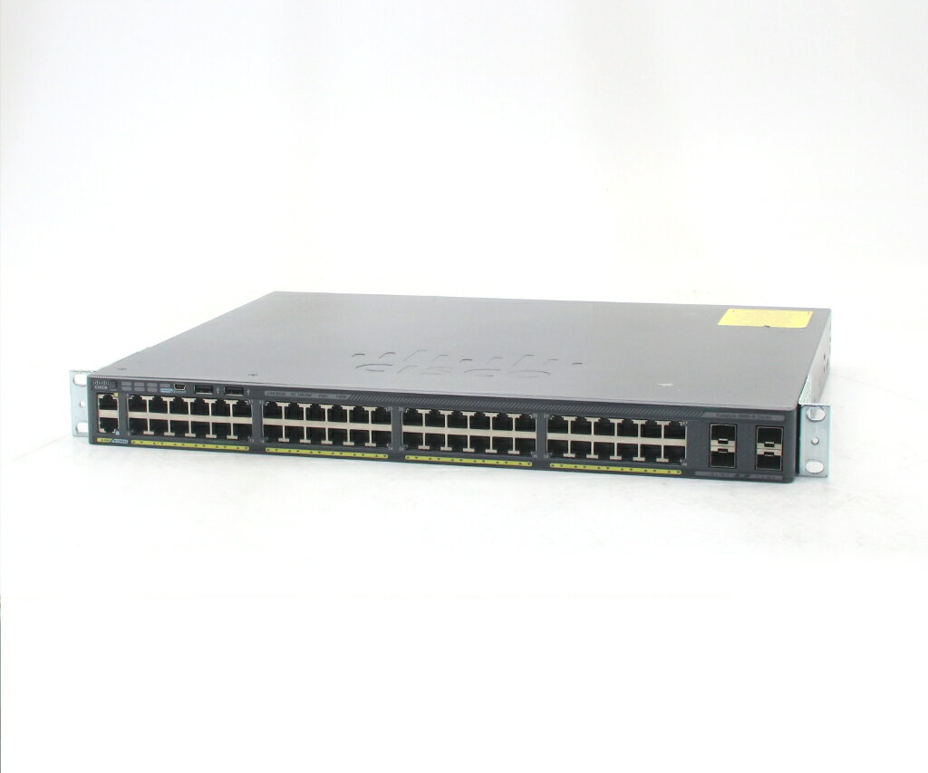 商品情報 No.543260911メーカーCisco商品名 型番・型名Catalyst WS-C2960X-48FPS-L V07仕様■基本スペック　・PoE+対応48ポートGbE　・4ポートSFPスロット　・ラッキングブラケット装着済み　・C2960X-UNIVERSALK9-M Ver.15.2(7)E2　・LANBASEライセンス　・設定初期化済状態・動作状況■動作：中古動作品外観■汚れ　・外装汚れ若干有り。■シール痕　・若干あり。■傷　・外装に使用に差し支えない擦り傷がございます。■その他　・中古品のため使用に差し支えない傷、汚れがある場合がございます。　・本体内外装は清掃しておりますが、多少の汚れが残っている可能性がございます。　・使用に差し支えないキズ及び汚れ等はございますが大きな破損等はございません附属品■付属品　・なし対応情報-備考-ご注意　・本商品は店頭等でも販売している為、稀に在庫切れの場合があります。　・その場合、代替品をご提案させていただきます。