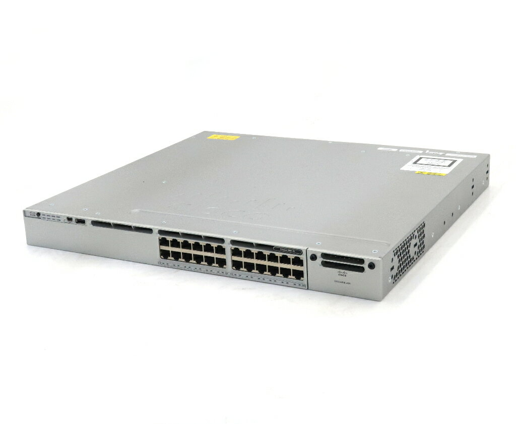 商品情報 No.55c259554メーカーCisco商品名 型番・型名Catalyst WS-C3850-24T-E V07仕様■基本スペック　・冗長電源搭載　・24ポート1000BASE-T　・L3スイッチ　・cat3k-caa-universalk9，Ver.03.06.07E　・ipservicesライセンス　・設定初期化済　・AC：2基実装状態・動作状況■動作：中古動作品外観■汚れ　・外装汚れ若干有り。■シール痕　・若干あり。■傷　・外装に使用に差し支えない擦り傷がございます。■その他　・中古品のため使用に差し支えない傷、汚れがある場合がございます。　・本体内外装は清掃しておりますが、多少の汚れが残っている可能性がございます。　・筐体全体にキズあり附属品■特記欠品　・ラッキングブラケット欠品対応情報-備考-ご注意　・本商品は店頭等でも販売している為、稀に在庫切れの場合があります。　・その場合、代替品をご提案させていただきます。