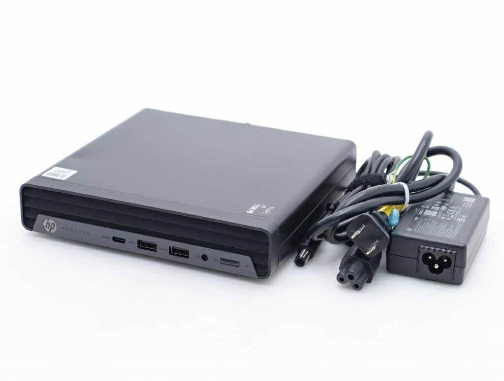商品情報 No.554261951メーカーhp商品名 型番・型名ProDesk 400 G6 DM※9AG52AV仕様■基本スペック　・CPU：Core i5-10500T 2.3GHz(6コア12スレッド)　・メモリ：8GB(8GBx1枚)　・ストレージ：256GB(NVMeSSD)　・VGA：オンボード(HDMI/DisplayPort/アナログRGB出力)　・DRIVE：なし　・OS：Windows11 Pro 64bit状態・動作状況■動作：中古動作品外観■汚れ　・外装汚れ若干有り。■シール痕　・若干あり。■傷　・外装に使用に差し支えない擦り傷がございます。■その他　・中古品のため使用に差し支えない傷、汚れがある場合がございます。　・本体内外装は清掃しておりますが、多少の汚れが残っている可能性がございます。　・筐体にキズなどあり　・天面にへこみあり(横置き時)附属品■付属品　・ACアダプター対応情報-備考　・SSD健康度約60%※　※記載の各種健康度はあくまで参考値です。健康度は保証対象外となります。　※一部ゴム足等動作に支障のない部材が欠品している場合があります　※電源スイッチLED劣化のためランプが暗い、または点灯しない場合がありますご注意　・本商品は店頭等でも販売している為、稀に在庫切れの場合があります。　・その場合、代替品をご提案させていただきます。