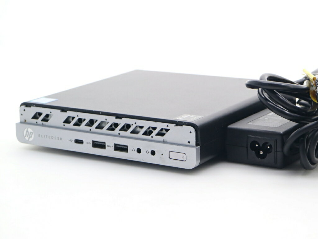 商品情報 No.553268254メーカーhp商品名 型番・型名EliteDesk 800 G5 DM※6AU21AV#ABJ仕様■基本スペック　・CPU：Core i3-9100T 3.1GHz(4コア4スレッド)　・メモリ：8GB(8GBx1枚)　・ストレージ：256GB(新品NVMeSSD)　・VGA：オンボード(DisplayPort x2/アナログRGB出力)　・DRIVE：なし　・OS：Windows11 Pro 64bit状態・動作状況■動作：中古動作品外観■汚れ　・外装汚れ若干有り。■シール痕　・若干あり。■傷　・外装に使用に差し支えない擦り傷がございます。■その他　・中古品のため使用に差し支えない傷、汚れがある場合がございます。　・本体内外装は清掃しておりますが、多少の汚れが残っている可能性がございます。　・筐体に若干のキズあり　・フロントパネル一部欠損あり附属品■付属品　・ACアダプター■特記欠品　・フロントパネル一部欠損対応情報-備考　※一部ゴム足等動作に支障のない部材が欠品している場合があります　※電源スイッチLED劣化のためランプが暗い、または点灯しない場合がありますご注意　・本商品は店頭等でも販売している為、稀に在庫切れの場合があります。　・その場合、代替品をご提案させていただきます。