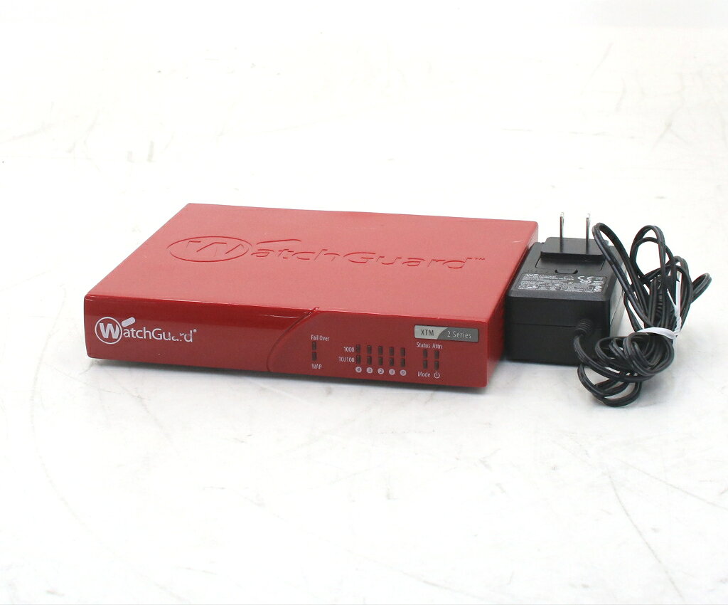 商品情報 No.552264252メーカーWatchGuard商品名 型番・型名XTM2 Series※FS1E5仕様■基本スペック　・ファイアウォール・VPNアプライアンス　・Login:admin、password:readwrite　・Ver.12.1.1.B558423　・設定初期化済状態・動作状況■動作：中古動作品外観■汚れ　・外装汚れ若干有り。■シール痕　・若干あり。■傷　・外装に使用に差し支えない擦り傷がございます。■その他　・中古品のため使用に差し支えない傷、汚れがある場合がございます。　・本体内外装は清掃しておりますが、多少の汚れが残っている可能性がございます。　・使用に差し支えないキズ及び汚れ等はございますが大きな破損等はございません附属品■付属品　・ACアダプター対応情報-備考-ご注意　・本商品は店頭等でも販売している為、稀に在庫切れの場合があります。　・その場合、代替品をご提案させていただきます。