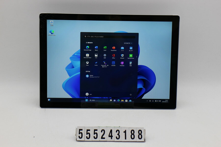 【ジャンク品】Microsoft Surface Pro 7+ 256GB Core i5 1135G7 2.4GHz/8GB/256GB(SSD)/Win11 画面割れ【中古】【20240621】