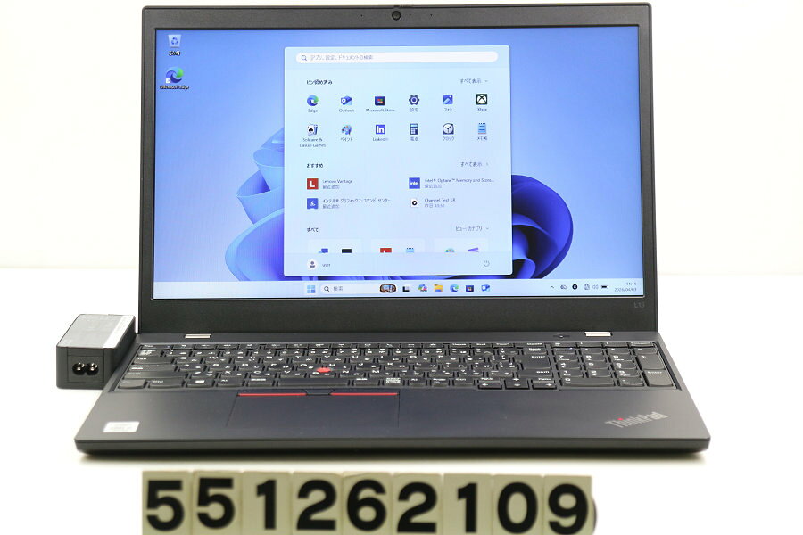 15 inches - Lenovo ThinkPad L15 Gen1 Core i5 10210U 1.6GHz/8GB/256GB(SSD)/15.6W/FWXGA(1366x768)/Win11【中古】【20260409】