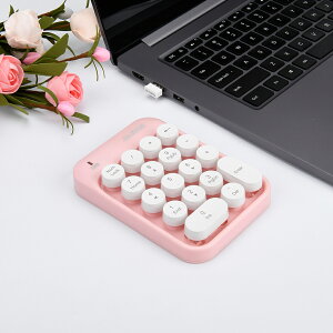 テンキー ワイヤレステンキー　かわいい　テンキー　タイプライター　ワイヤレスで持ち運びに便利！「NumLock」キーが付き　経理　会計　人事　総務　エクセル　決算　USBレシーバー付き 18キー　軽量 コンパクト 小型