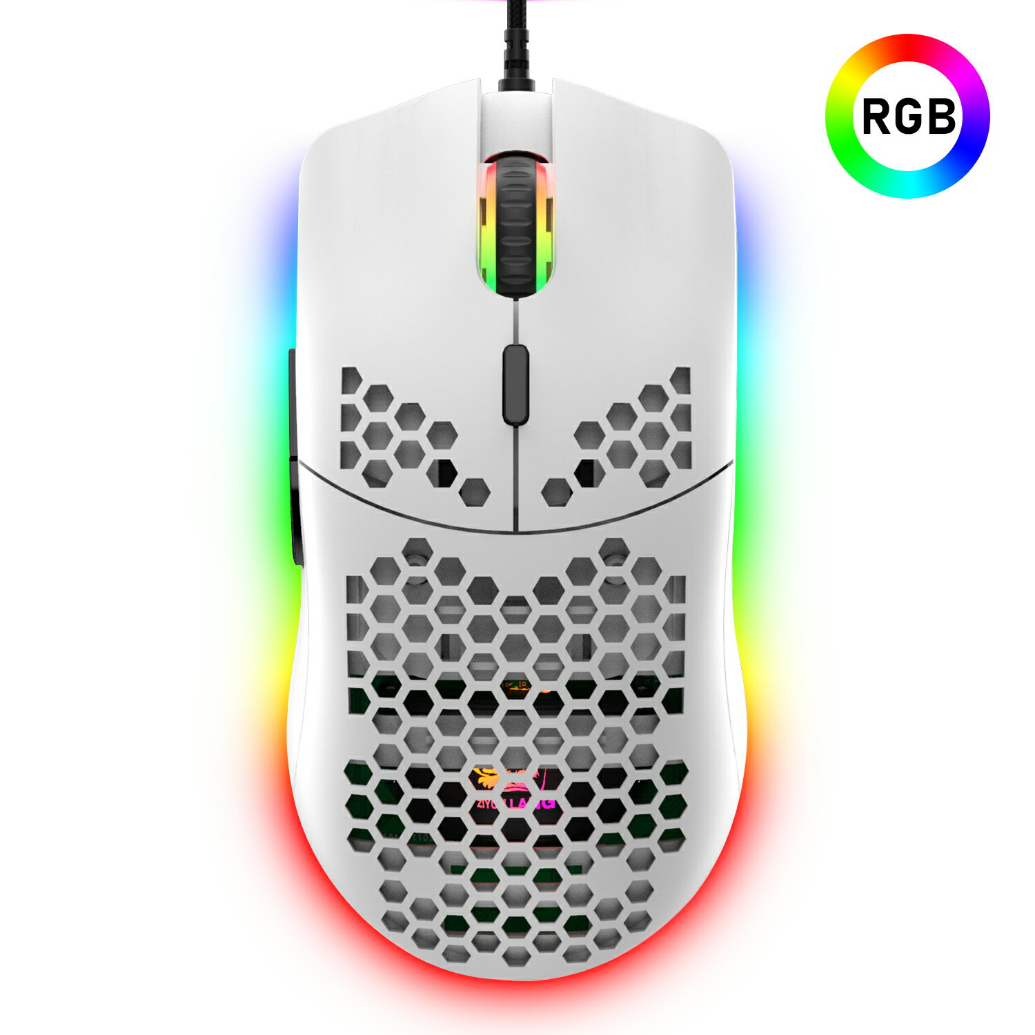 【送料無料】ゲーミングマウス 65g 軽量マウス光学式 RGB 12色LEDライト usb有線 プログラマブルドライバー 6400DPI …