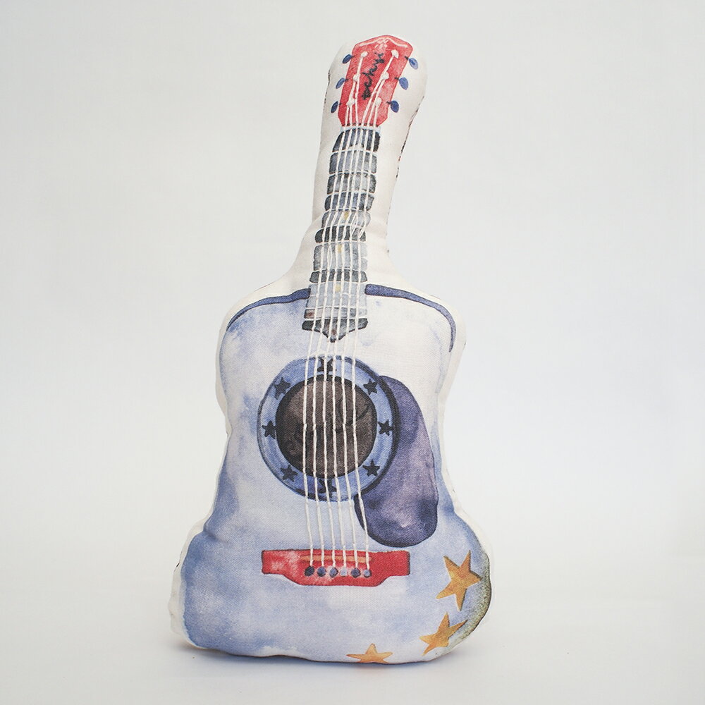 【訳あり】CUSHION TOY ギター ／ギター クッション インテリア ベビー かわいい オーガニック 子供 大人 刺繍 guitar 子供部屋