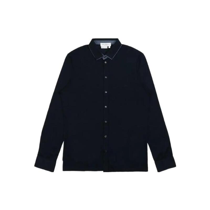 乐天商城 - フェラガモ FERRAGAMO メンズ ロゴ刺繍シャツ 12-1158 0586589 BLU-AZZ【並行輸入品】【新古品・未使用品】