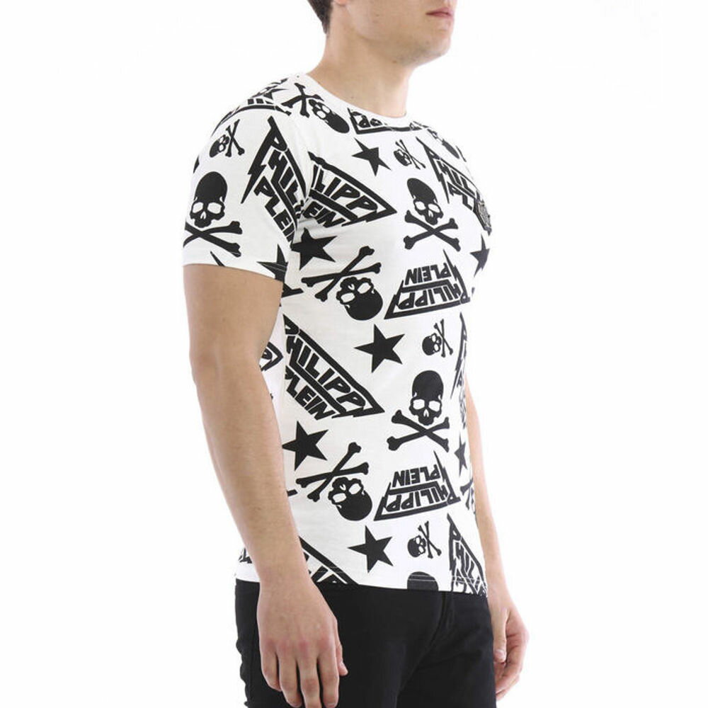 フィリッププレイン PHILIPP PLEIN メンズ Tシャツ HM342563 01 WHITE【並行輸入品】【新古品・未使用品】