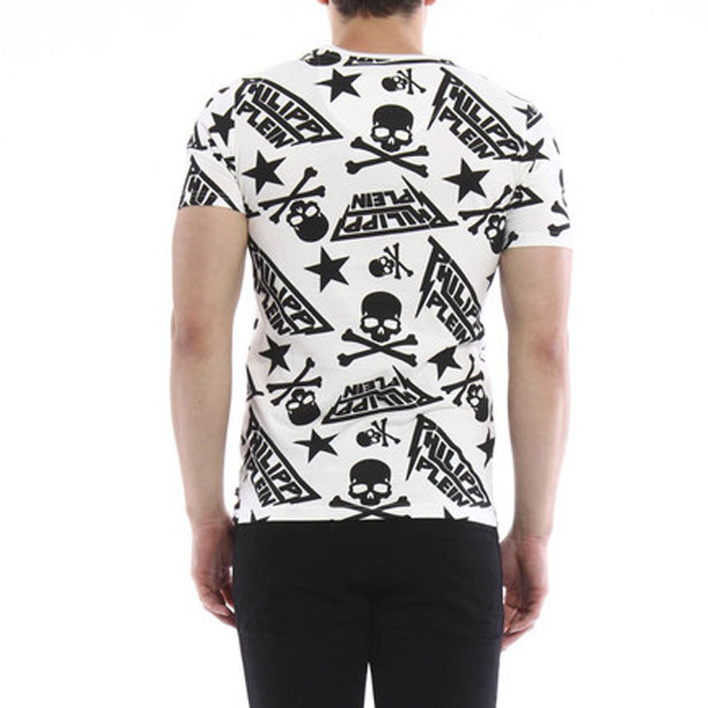 フィリッププレイン PHILIPP PLEIN メンズ Tシャツ HM342563 01 WHITE【並行輸入品】【新古品・未使用品】
