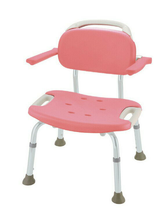 製品仕様 商品名 やわらかシャワーチェア肘掛付ワイド/ピンク/標準タイプ 重量/サイズ 座面サイズ：50×32.5（cm） 素材 ＜材質＞○座面・背もたれ：ポリエチレン○ソフト座面・背もたれ：EVA樹脂○脚：アルミ○ゴム脚：合成ゴム○肘掛：...