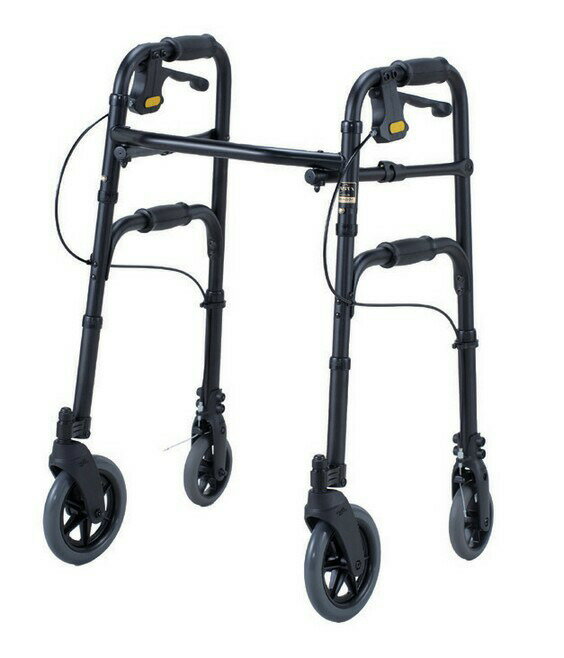 ＼スタートダッシュクーポン／【送料無料】【イーストアイ】セーフティーアーム Vタイプウォーカースリム ブラック SAVA 歩行器 歩行車 室内 屋外 歩行補助 歩行 補助 介護 介助 看護 病院 施設 リハビリ スリム ブレーキ コンパクト 526835