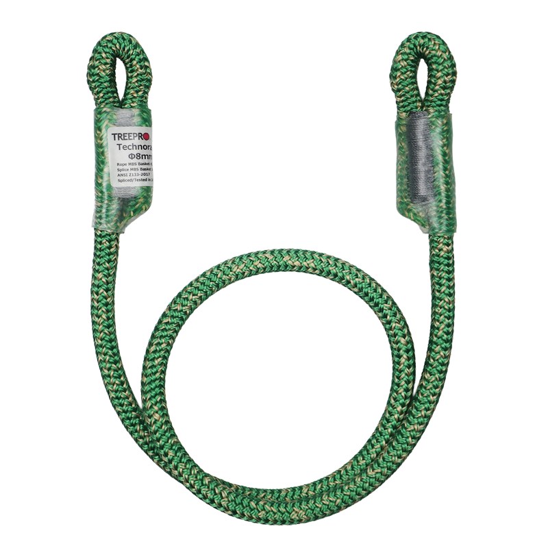 TREEPRO Technora E2E Φ8mm 66cm Green ■特徴 両端のタイトアイはおススメポイントであり、ポジショニングループ・リギングループ・ヒッチループとしてマルチな使い方ができます。レスキュー等にも使用可能。 この製品に使われているロープは日本の繊維メーカー帝人株式会社が開発した「テクノーラ(R)」を使用しています。高強度パラアラミド繊維で、スチールの約8倍の強度、高弾性、耐熱性、耐薬品性、耐摩耗性、耐疲労性、低熱収縮性に優れています。 EYE加工は当社（日本国内）にて行っています。 スプライスの耐荷重テストは、国内の試験場で実施済。 製品の特性上、表記サイズより多少誤差が生じる場合がございます。ご理解の上ご購入ください。 ■仕様 太さ: 8mm 長さ: 66cm 素材: Technora / Hercules Polyester ROPE MBS（single）: 22.64kN ROPE MBS（basket）：45.3KN SPLICE MBS(basket)：38.6kN ■安全規格 ANSI Z133-2017